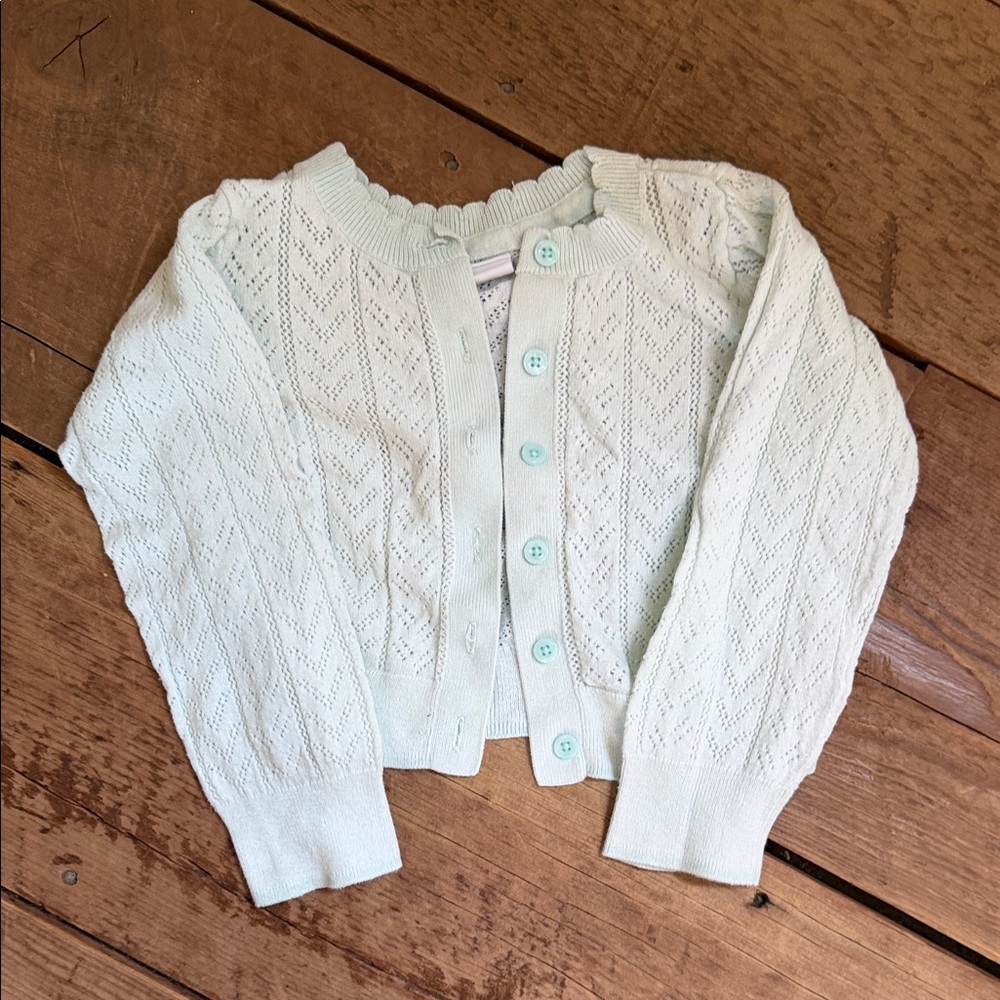 GAP Girls Mint Pointelle Knit Cardigan 3T
